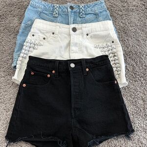 3 Pairs - Denim Shorts Levi’s & BDG Size 25